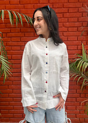 White Cotton Linen Shirt